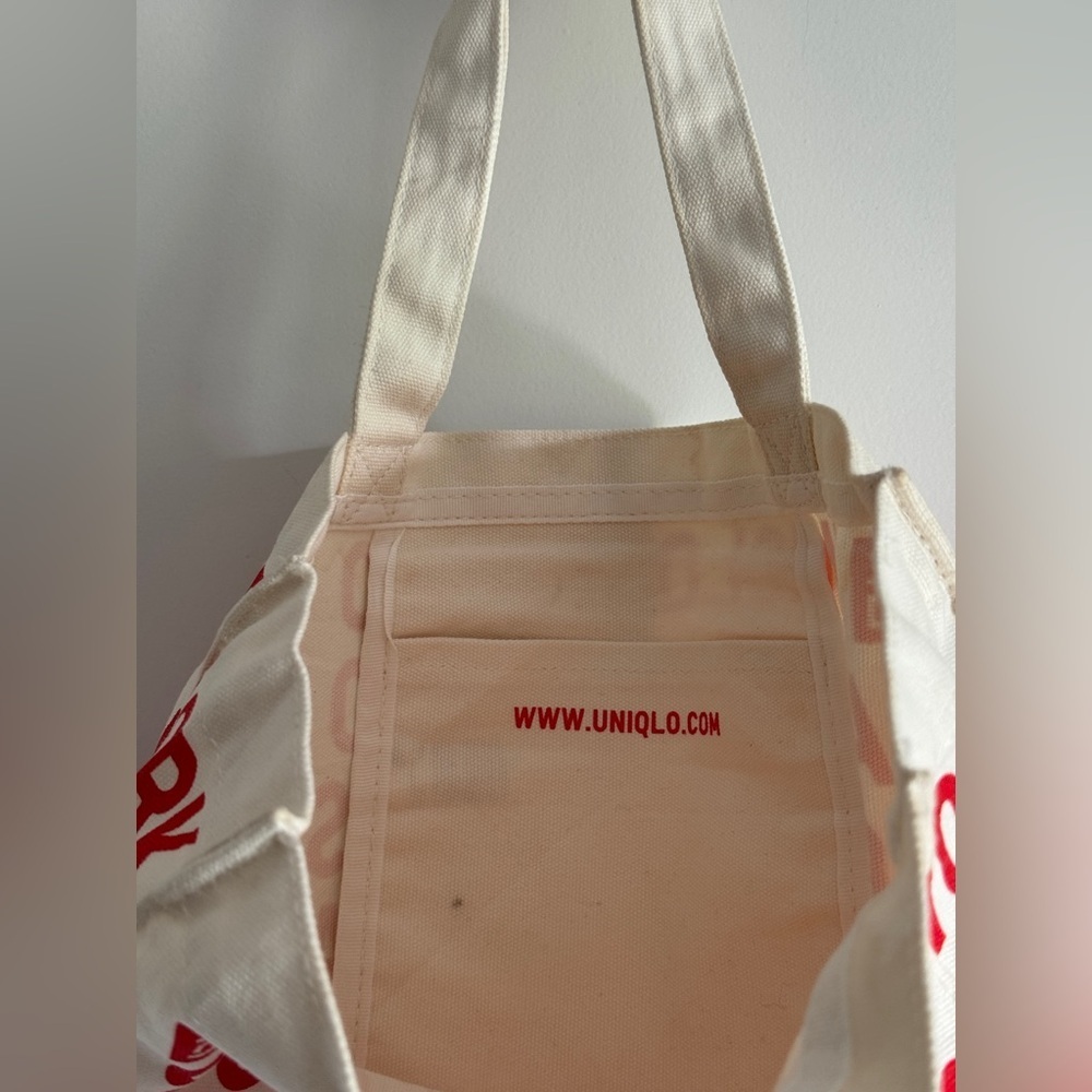 Uniqlo Beige Tote with‎ Red Text - Picture 6 of 9
